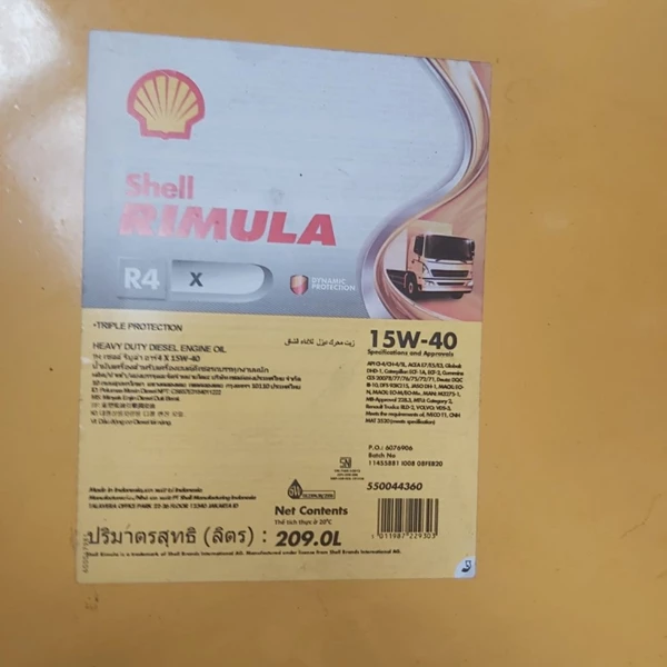 Shell Rimula R4 X 15W-40, Engine Diesel Oil API CI-4, CH-4/SL - Gambar 3