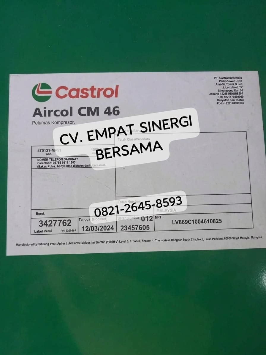 Castrol Aircol CM 46, Air Compressor Lubricants, Drum/209 Lt